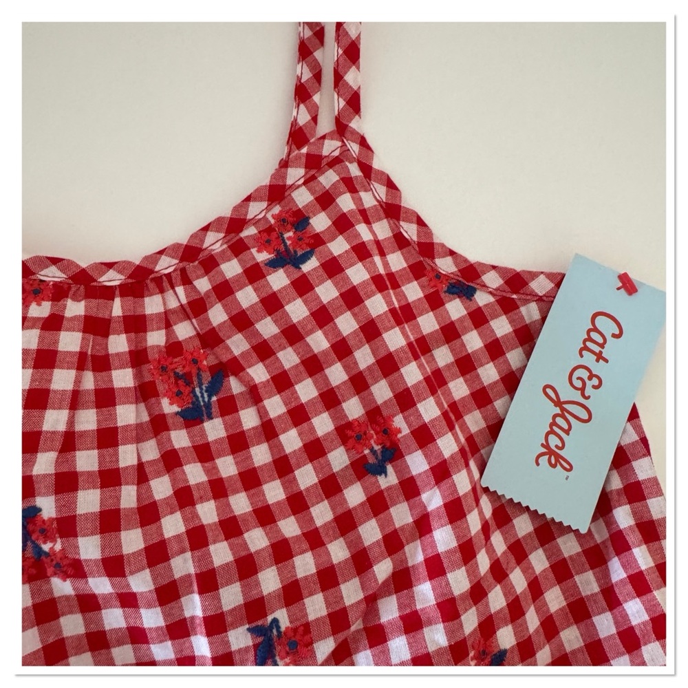 Girls Embroidered Americana Gingham Peplum Tank Cat & Jack - Picture 4 of 5